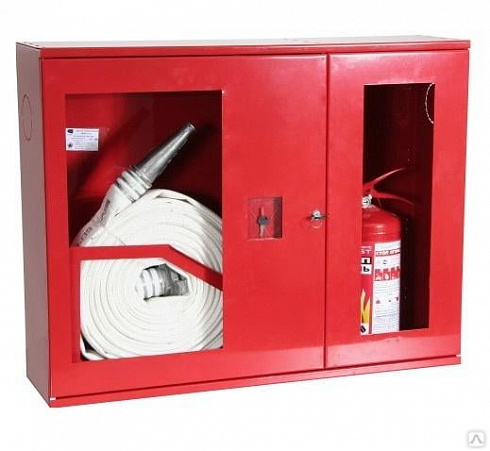 Шкаф ШПК-315 "У" (ШП-К-002) 840-650-230 навесной открытый красный/белый Место для 1 пожарного рукава и 1 огнетушителя до ОП-8 или до ОУ-4