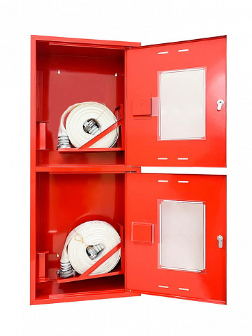 Шкаф ШПК-320-21 "У" (ШП-К-003-21) 540-1300-230 навесной открытый красный/белый Место для 2 пожарных рукавов D-50 и 65